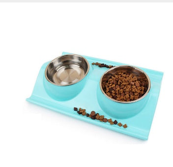 JMT-705354 Detachable Stainless Steel and PP Resin Dog and Cat Feeding Bowls in Pink, Blue, and Yellow