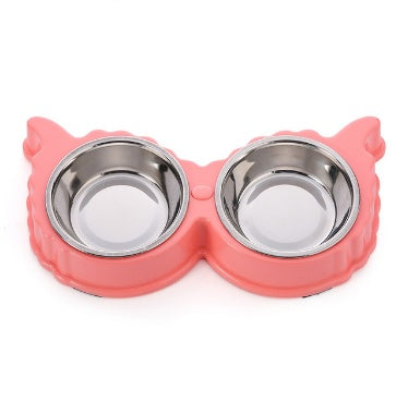 JMT-705354 Detachable Stainless Steel and PP Resin Dog and Cat Feeding Bowls in Pink, Blue, and Yellow