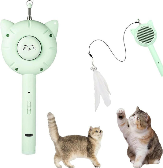 JMT-705418 Interactive 5-in-1 Cat Brush Toy with Retractable Wand and Light-Up Features