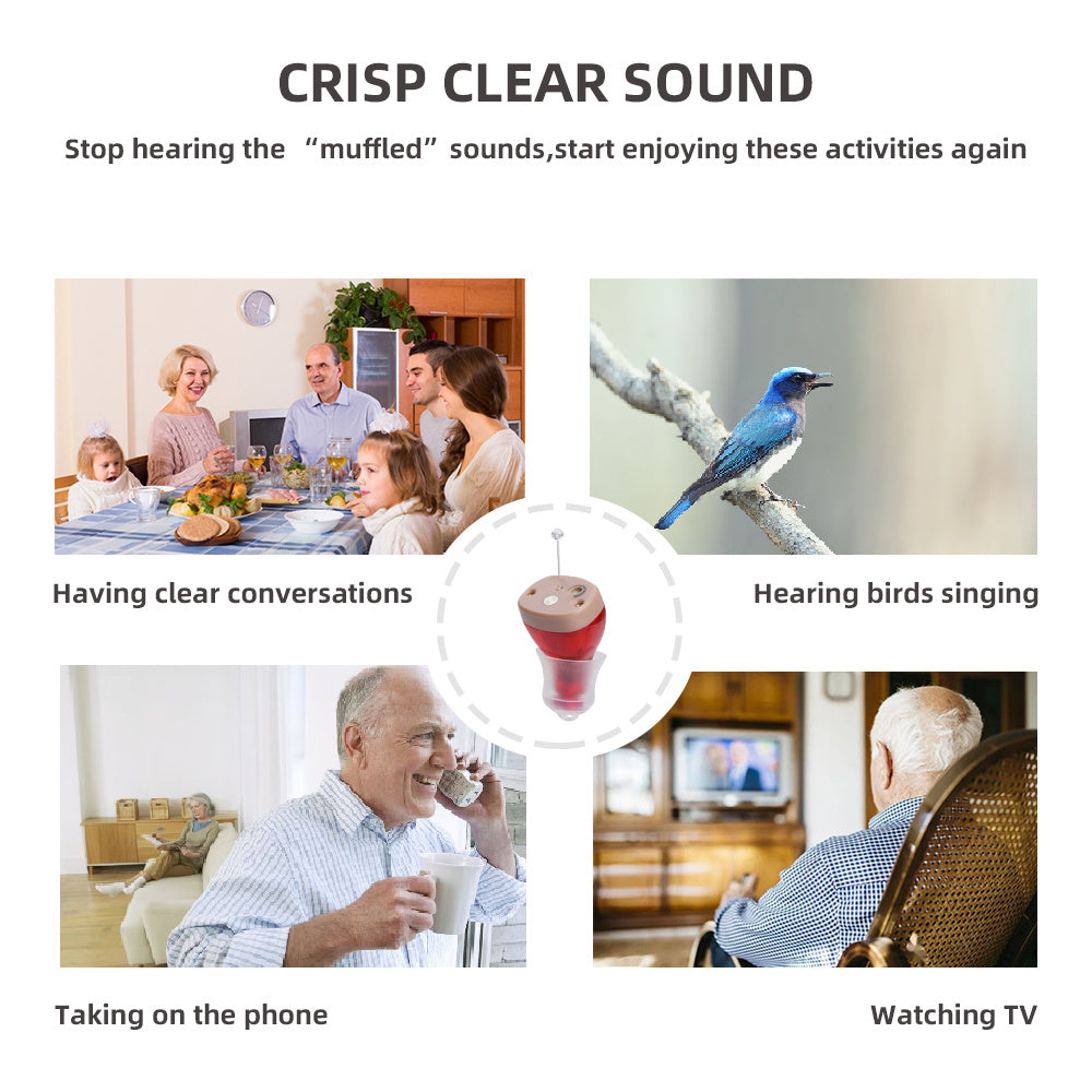 JMT-705674 Rechargeable Mini Digital Hearing Amplifier for Seniors and Adults with Adjustable Volume and Portable Charging Case