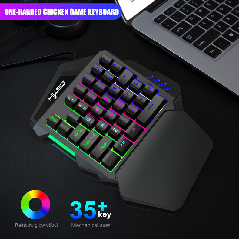 JMT-705802 Compact One-Handed Gaming Keyboard and Mouse Set - V100 Mini Portable Gaming Controller
