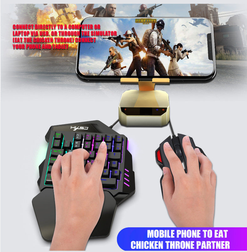 JMT-705802 Compact One-Handed Gaming Keyboard and Mouse Set - V100 Mini Portable Gaming Controller