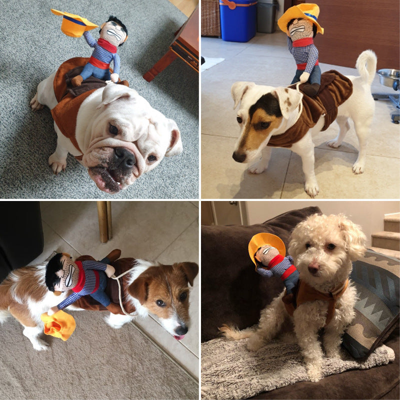 JMT-705802 Pet Dog Costumes for Small to Extra Large Dogs - Fun Designs Including Horseback Riding, Dinosaur, Elk, Pirate, and Christmas Outfits
