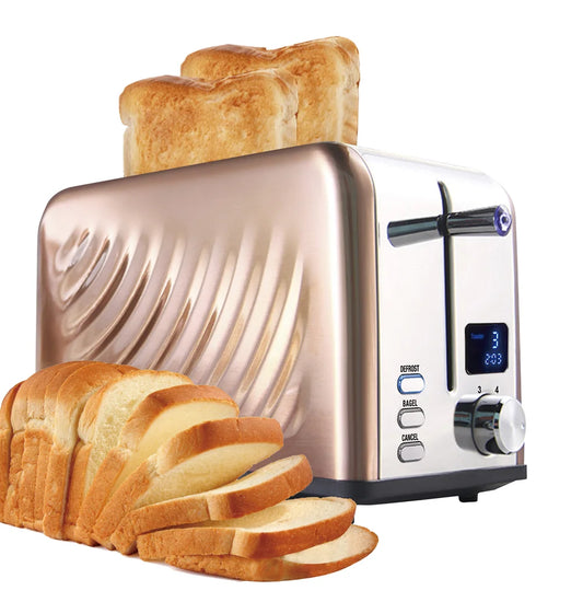 JMT-705994 Stainless Steel Electric 2-Slice Bread Toaster with LED Display