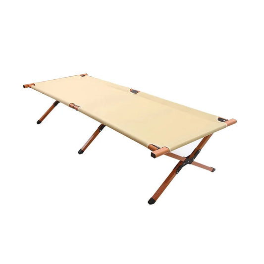 JMT-706058 Lightweight Outdoor Camping Folding Bed with Wood Grain Aluminium Frame for Hiking