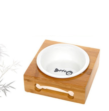 JMT-706506 Bamboo and Stainless Steel Dog Bowl Holders – Single, Double, and Triple Bowls for All Pet Sizes