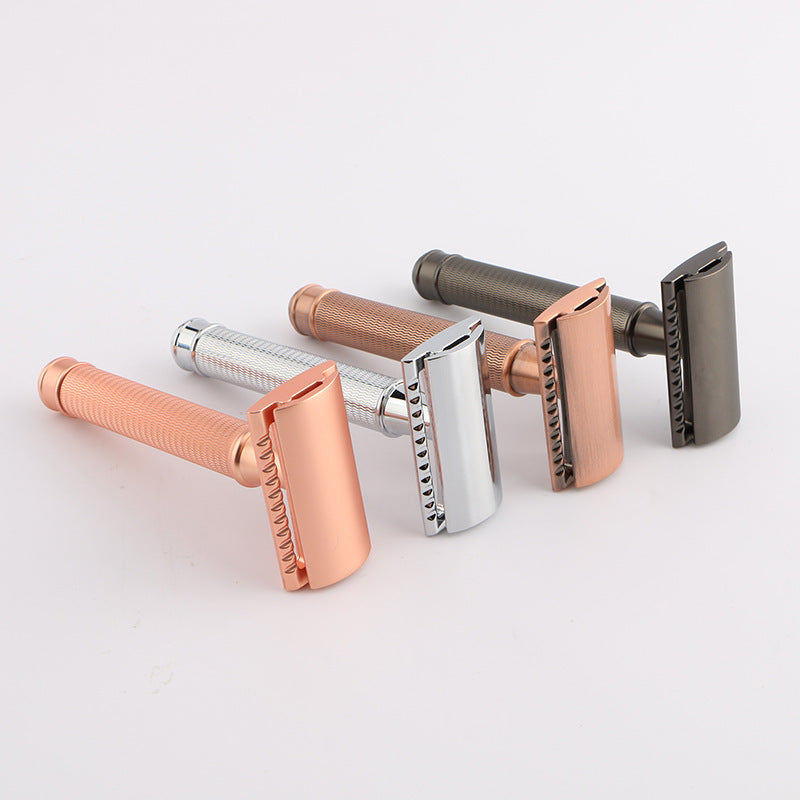 JMT-706570 Double-Sided Zinc Alloy Shaving Knife with Copper Handle - Retro Bronze Finish