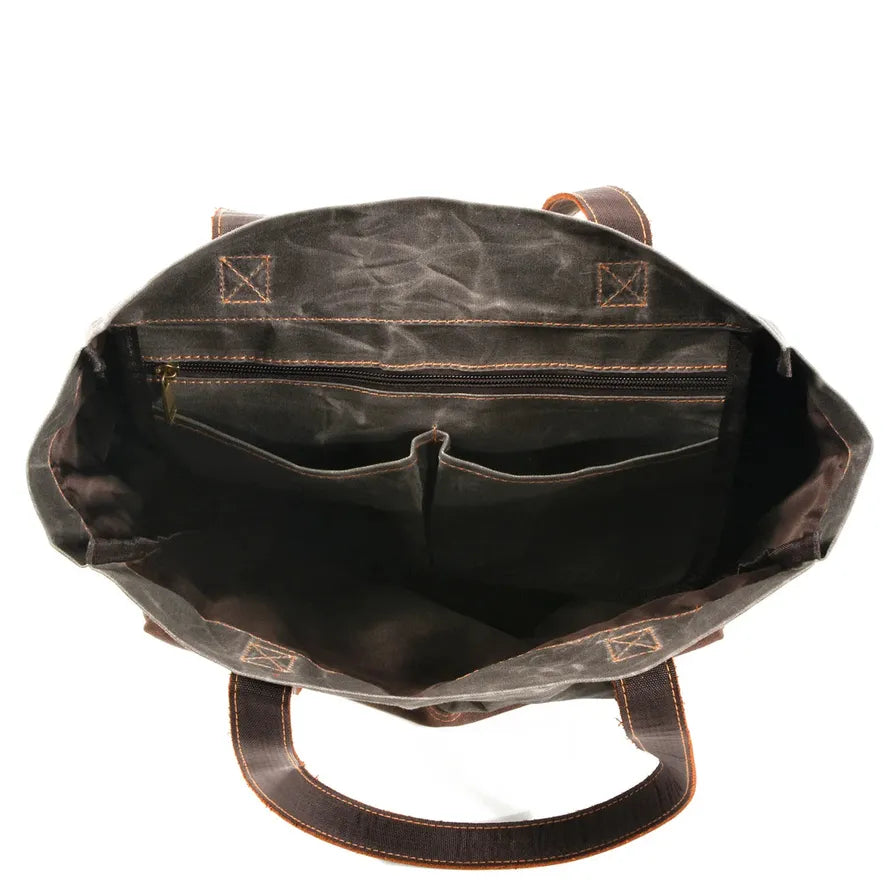 JMT-708170 Vintage Waxed Canvas Leather Shoulder Bag in Green, Grey, and Black - Eco-Friendly Daily Use Armpit Bag