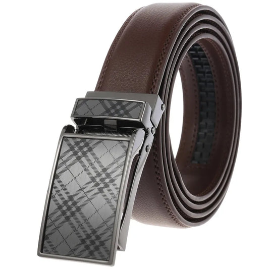 JMT-708234 Cowhide Leather Men's Automatic Buckle Slide Belt - Model LY33-30015-1
