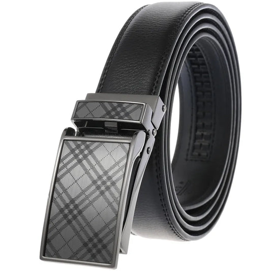 JMT-708234 Cowhide Leather Men's Automatic Buckle Slide Belt - Model LY33-30015-1