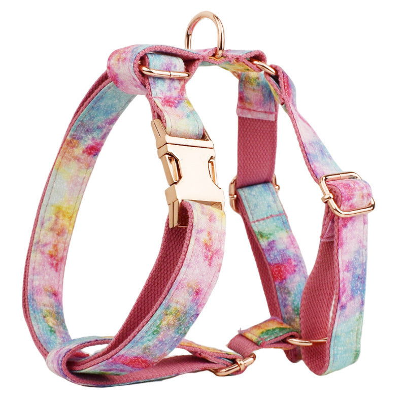 JMT-708298 Bronzing Dog Collar and Leash Set with Bow and Vest – Complete Four-Piece Outfit