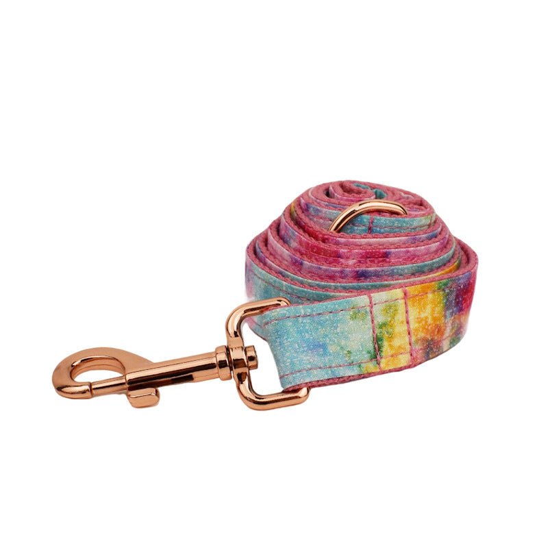 JMT-708298 Bronzing Dog Collar and Leash Set with Bow and Vest – Complete Four-Piece Outfit