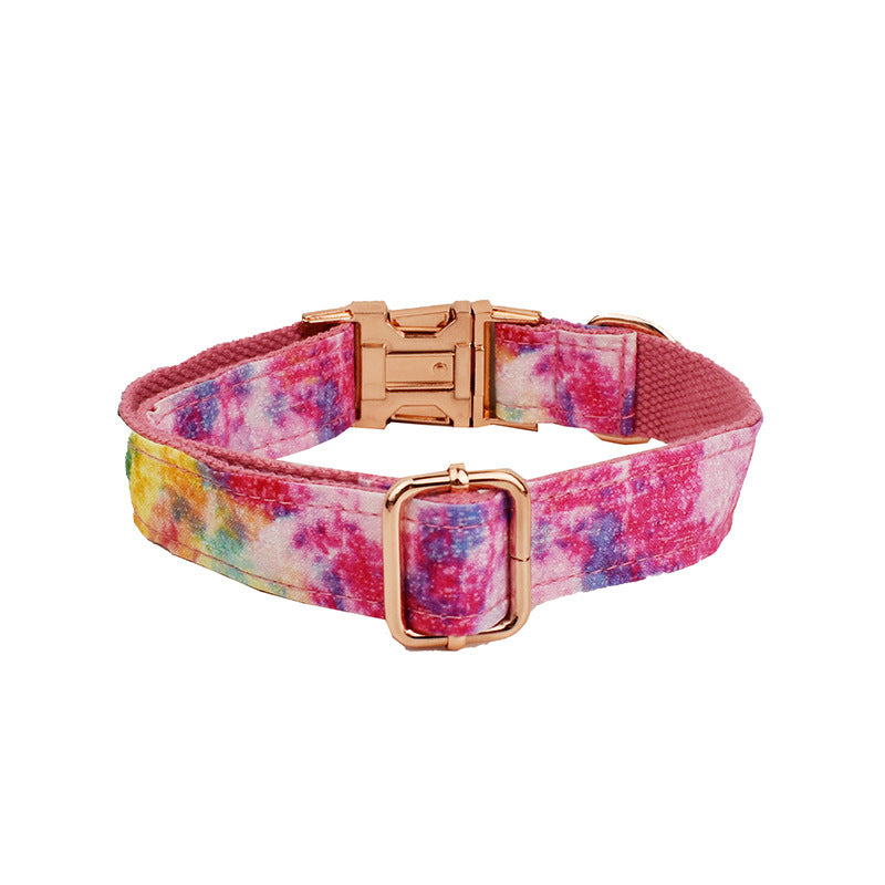 JMT-708298 Bronzing Dog Collar and Leash Set with Bow and Vest – Complete Four-Piece Outfit