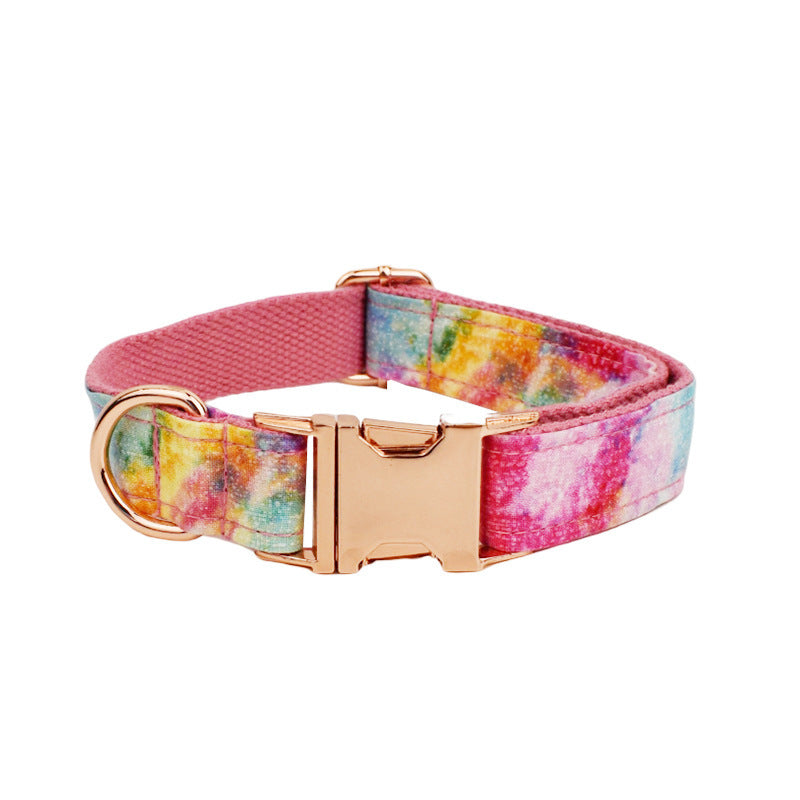 JMT-708298 Bronzing Dog Collar and Leash Set with Bow and Vest – Complete Four-Piece Outfit