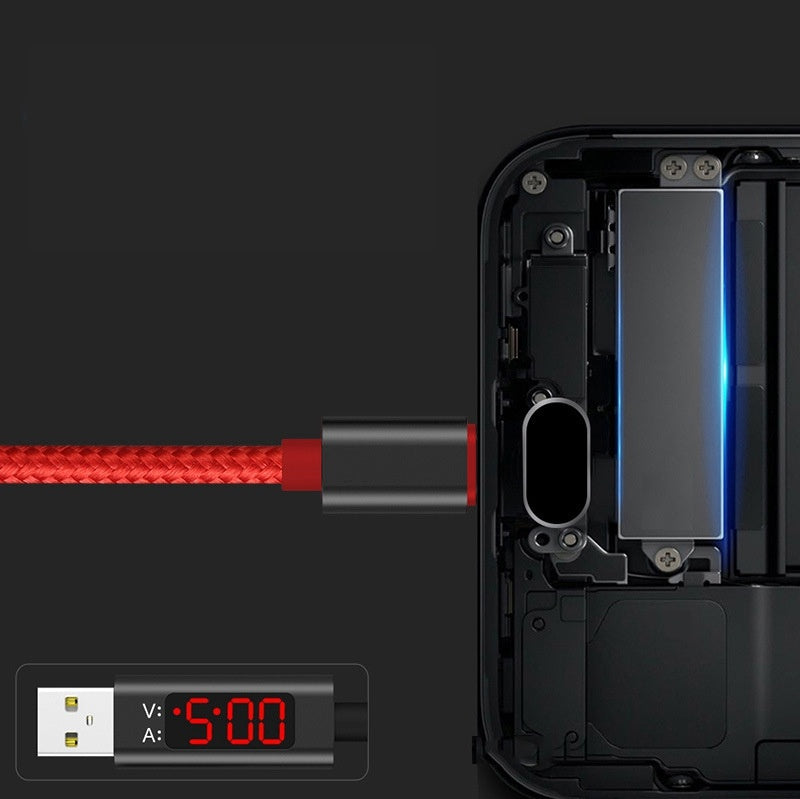 JMT-708746 Nylon Smart Display Data Cable for iPhone and Android Devices – Fast Charging and Data Transfer