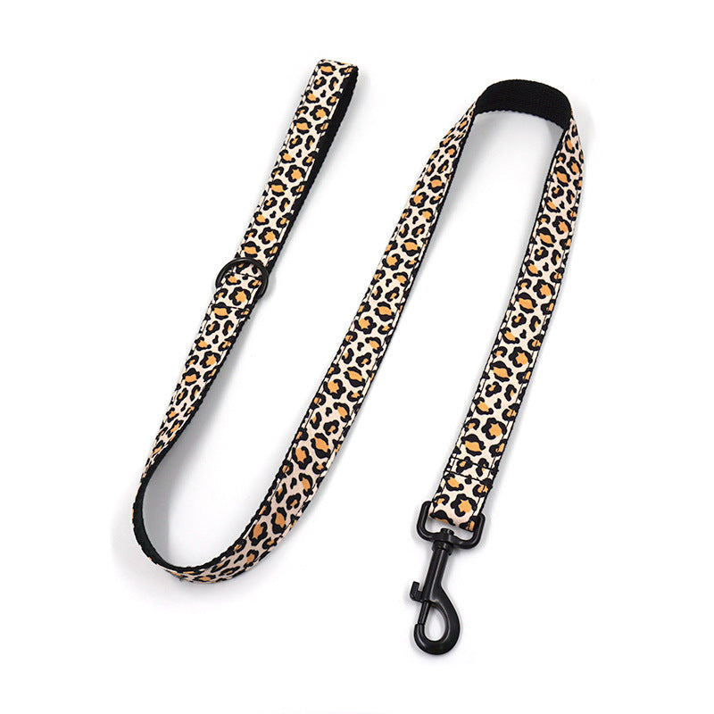JMT-708810 Brown Leopard Print Buckle Collar and Leash Set for Dogs