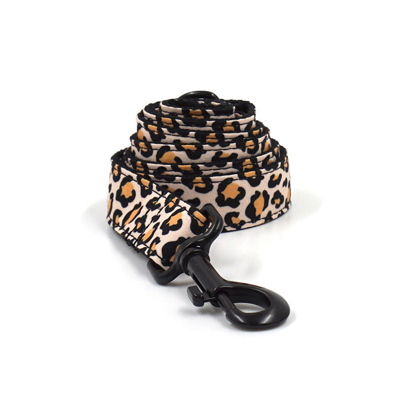 JMT-708810 Brown Leopard Print Buckle Collar and Leash Set for Dogs