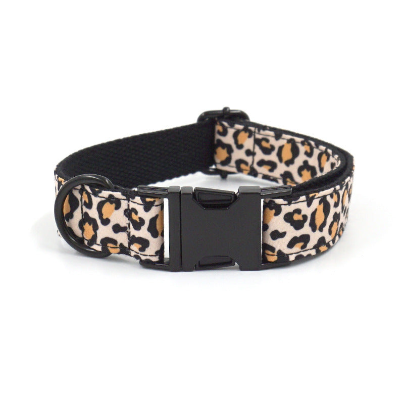 JMT-708810 Brown Leopard Print Buckle Collar and Leash Set for Dogs