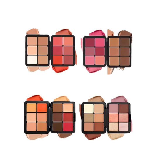 JMT-709066 12-Color Cream Blush Palette - Matte, Shimmer, and High-Gloss Finish for Neutral Skin Tones