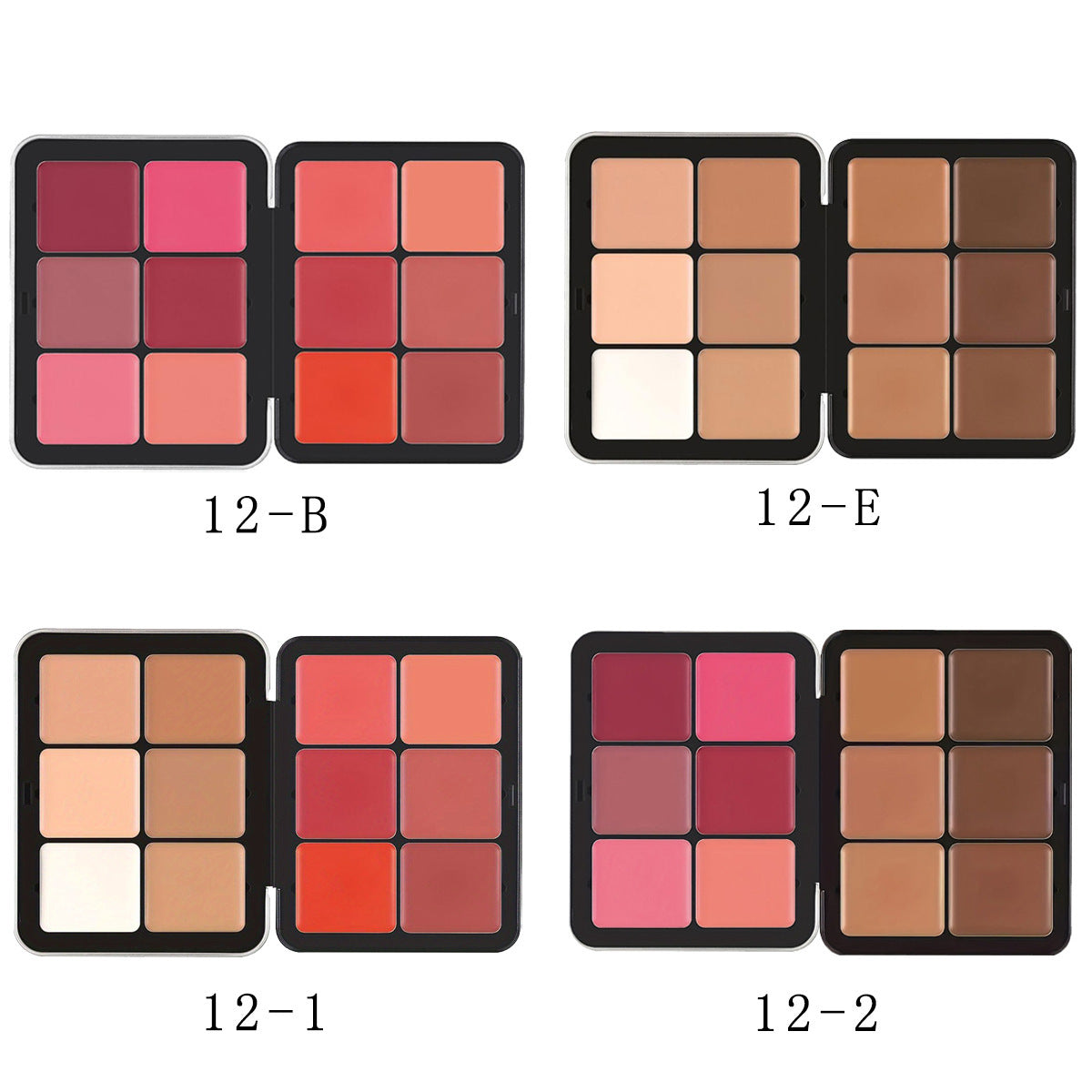 JMT-709066 12-Color Cream Blush Palette - Matte, Shimmer, and High-Gloss Finish for Neutral Skin Tones
