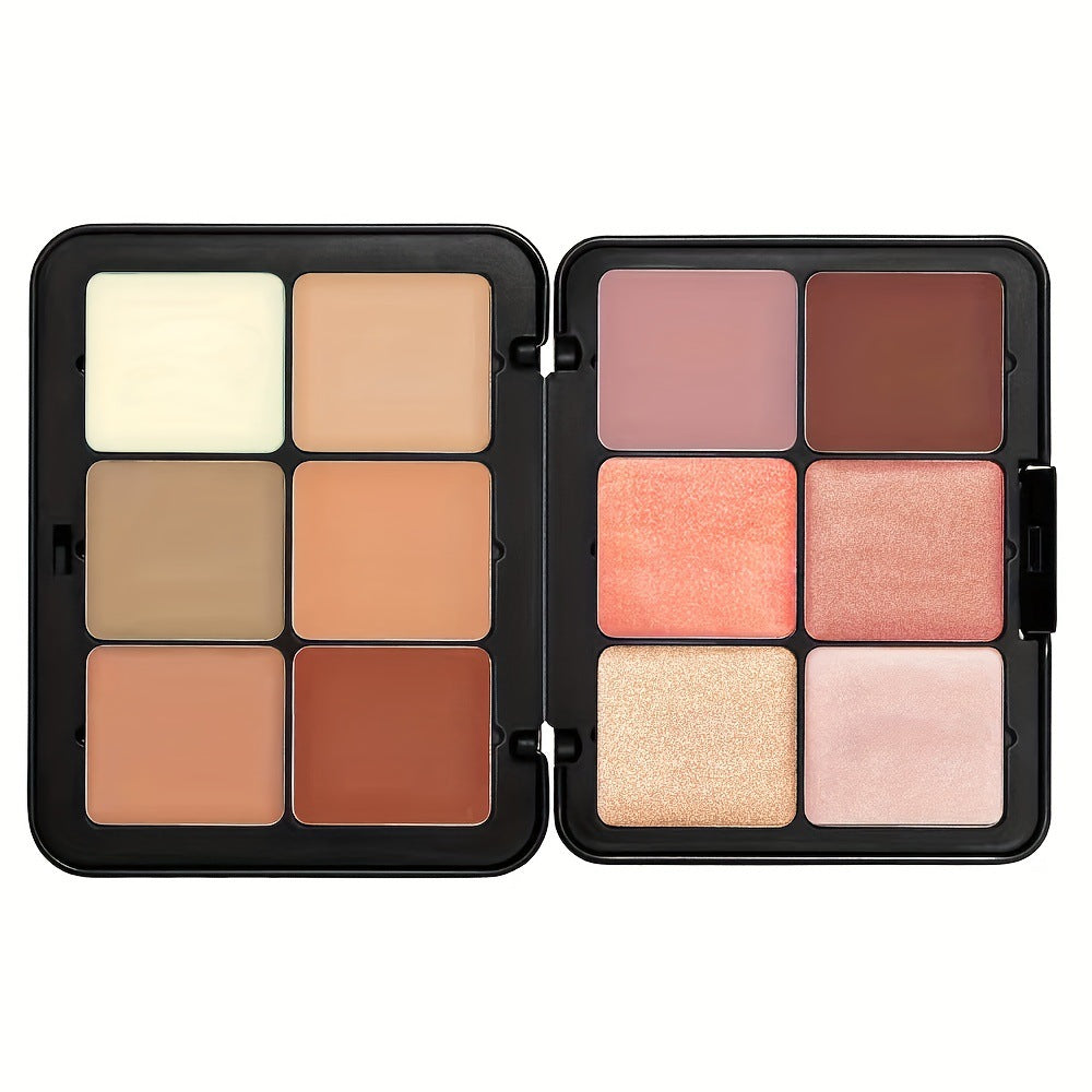 JMT-709066 12-Color Cream Blush Palette - Matte, Shimmer, and High-Gloss Finish for Neutral Skin Tones