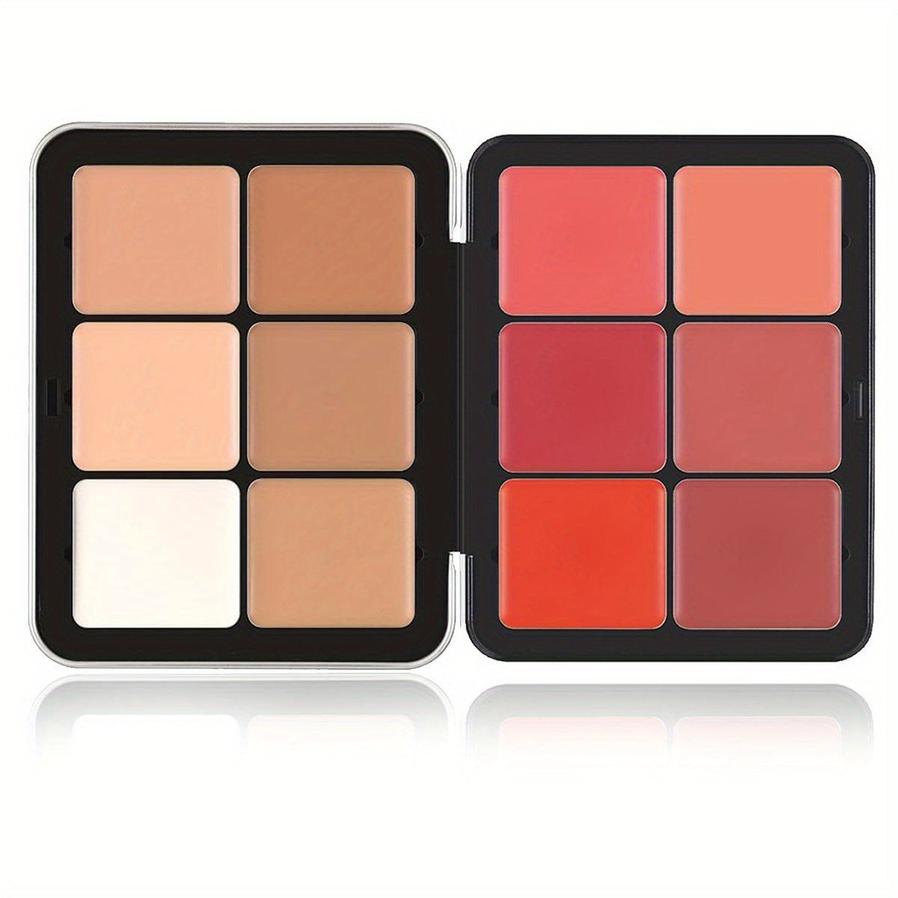 JMT-709066 12-Color Cream Blush Palette - Matte, Shimmer, and High-Gloss Finish for Neutral Skin Tones
