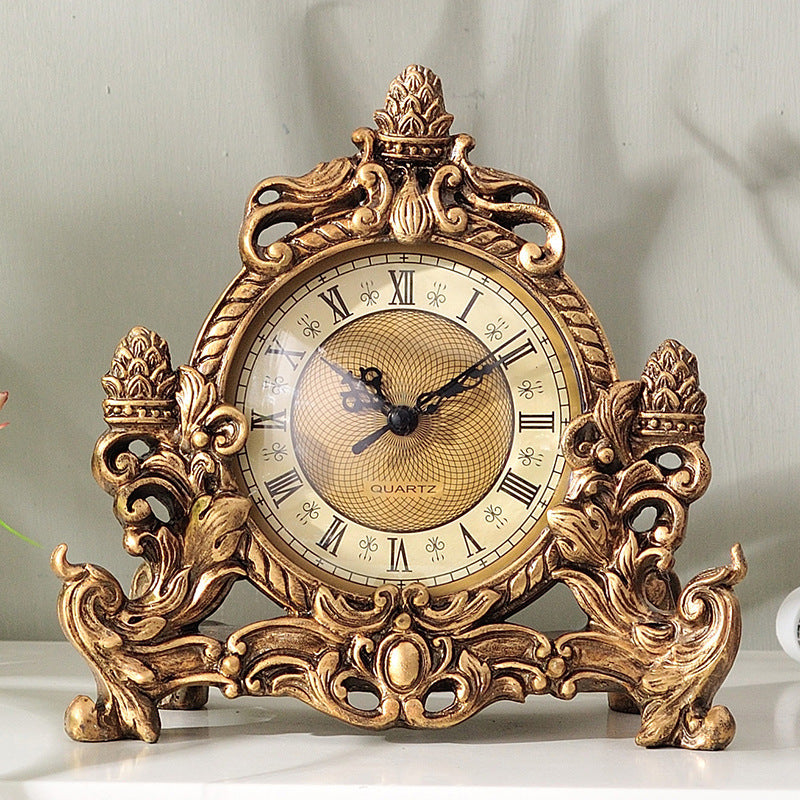 JMT-709130 Retro Resin Desk Clock for Creative Living Room Decor