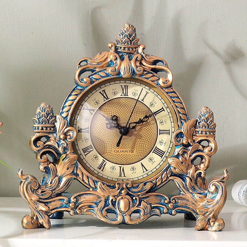 JMT-709130 Retro Resin Desk Clock for Creative Living Room Decor