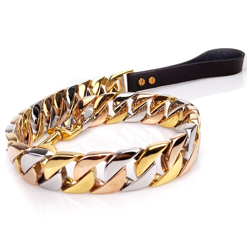 JMT-709130 Stainless Steel Pet Leash with Gold and Rose Gold Finish - 60CM, 90CM, 120CM Lengths