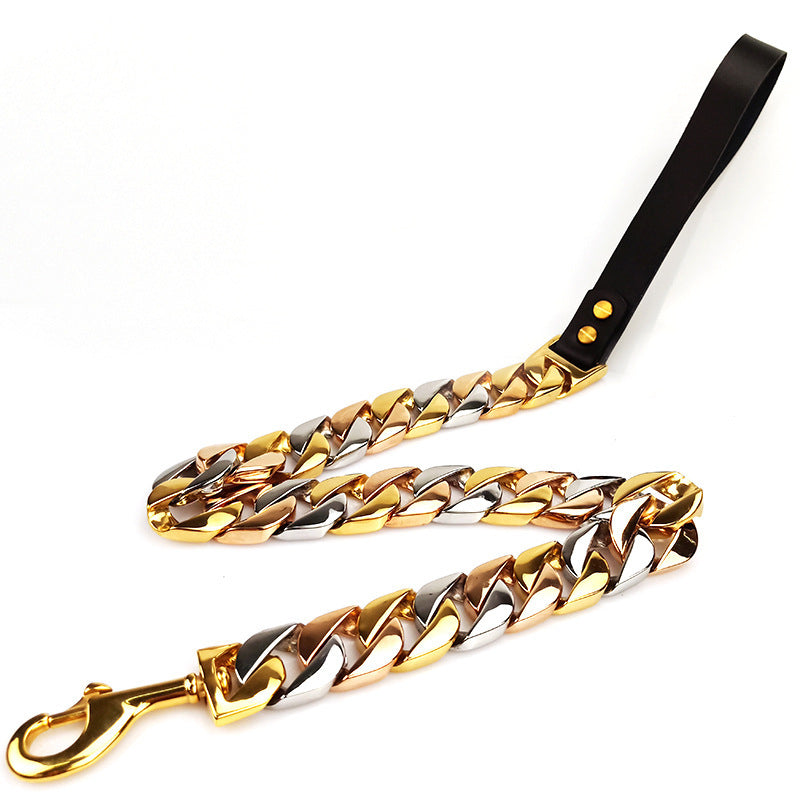 JMT-709130 Stainless Steel Pet Leash with Gold and Rose Gold Finish - 60CM, 90CM, 120CM Lengths