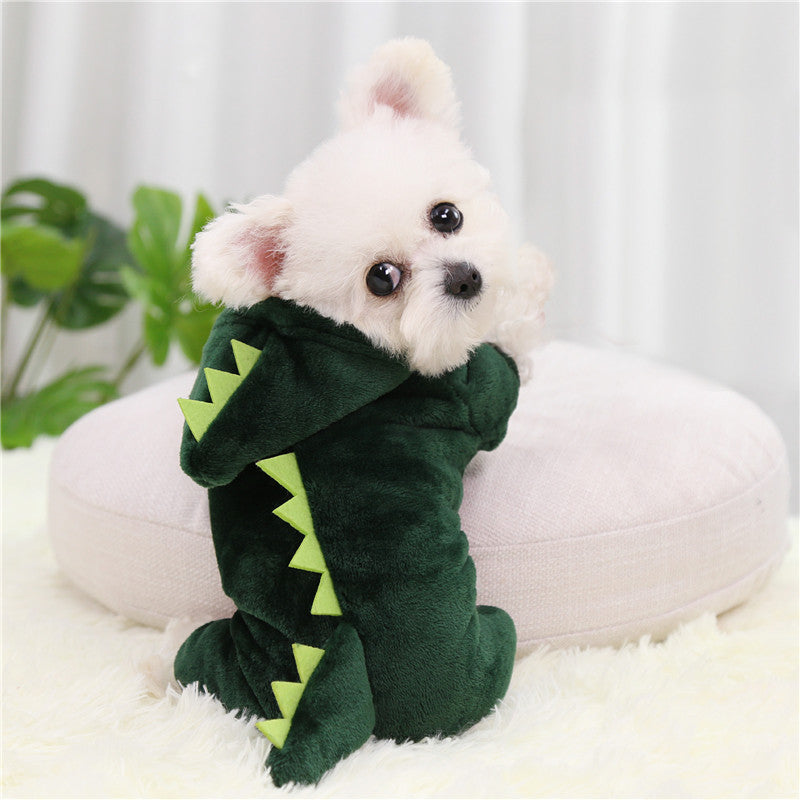 JMT-709258 Cozy Coral Fleece Dinosaur Dog Outfit for All Sizes