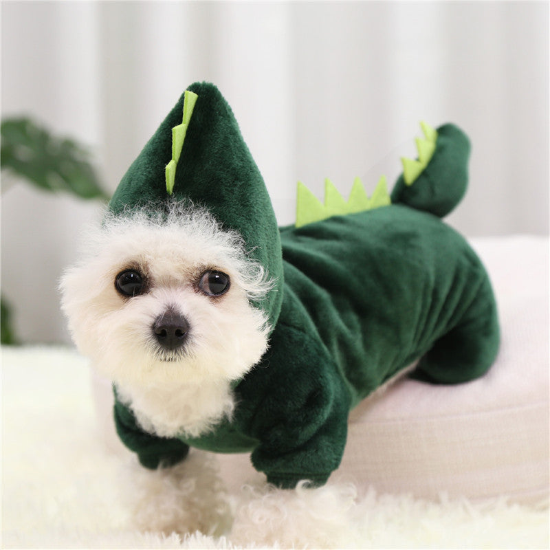 JMT-709258 Cozy Coral Fleece Dinosaur Dog Outfit for All Sizes