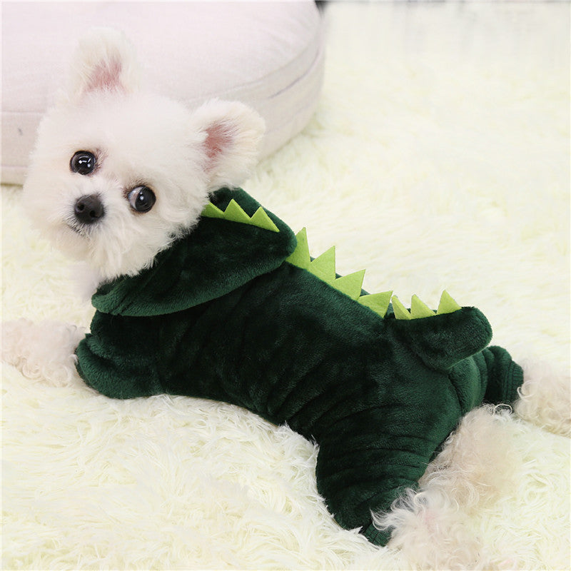 JMT-709258 Cozy Coral Fleece Dinosaur Dog Outfit for All Sizes