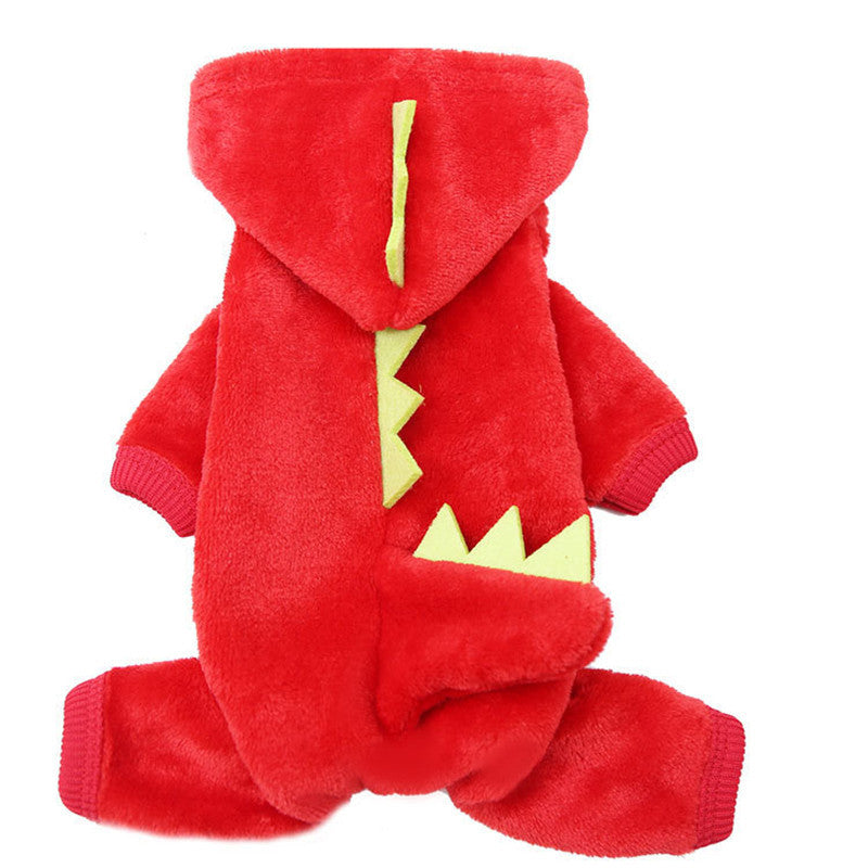 JMT-709258 Cozy Coral Fleece Dinosaur Dog Outfit for All Sizes