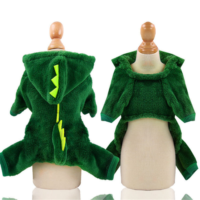JMT-709258 Cozy Coral Fleece Dinosaur Dog Outfit for All Sizes