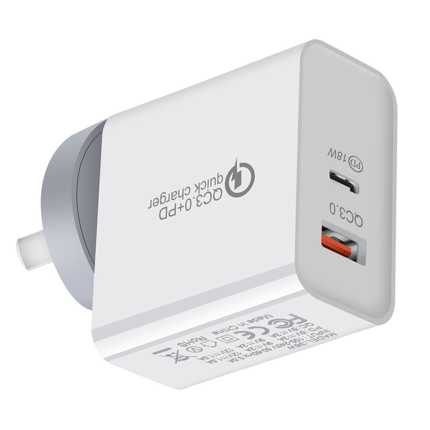 JMT-709322 36W Dual Port USB-C Mobile Charger for Fast Charging