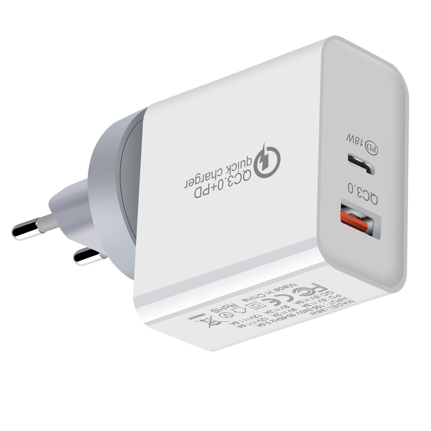 JMT-709322 36W Dual Port USB-C Mobile Charger for Fast Charging