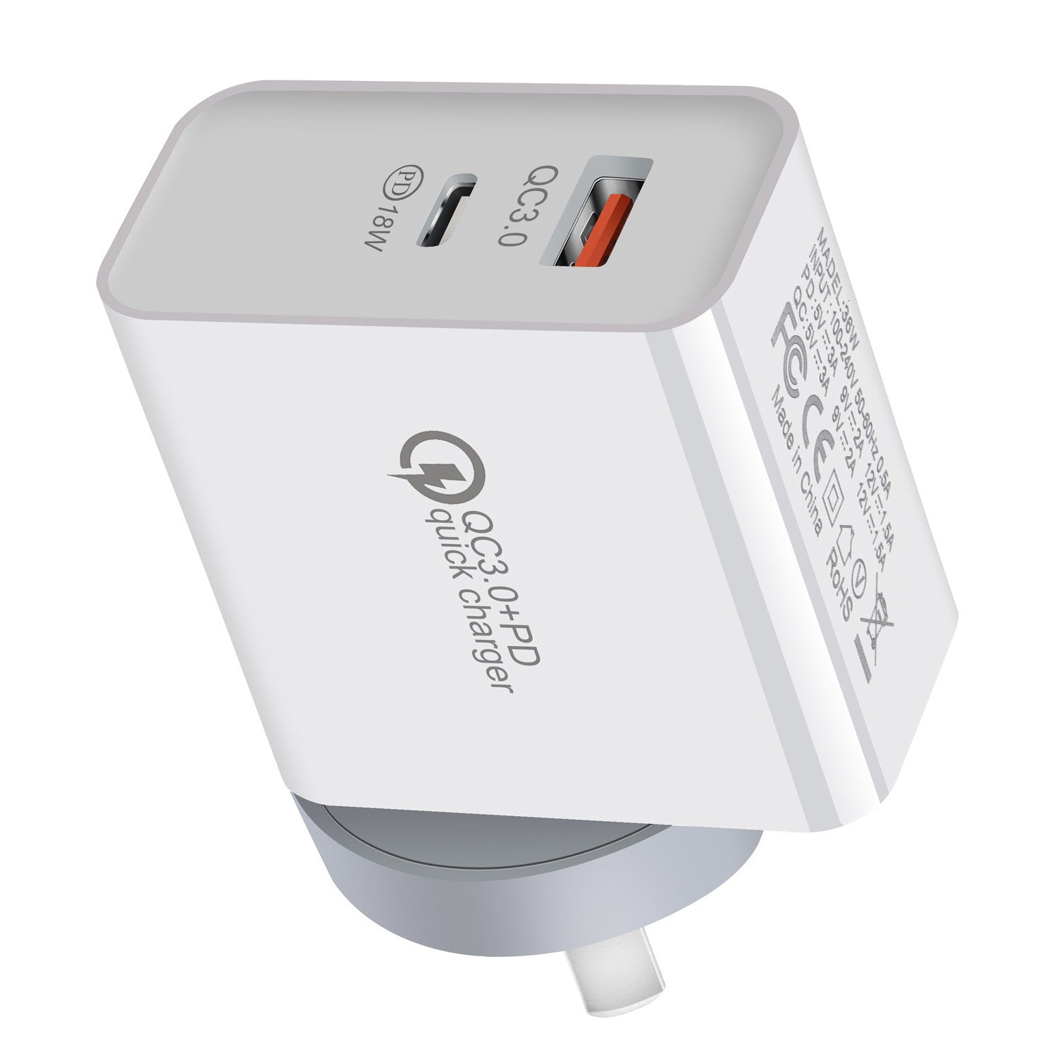 JMT-709322 36W Dual Port USB-C Mobile Charger for Fast Charging