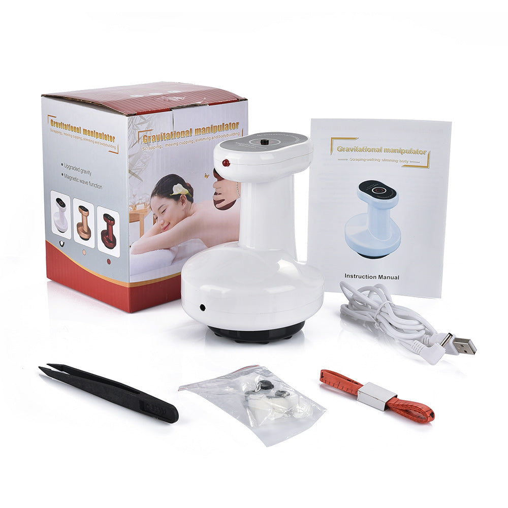 JMT-709770 Electric USB Gua Sha Scraping Massager with Cupping Function, 2-Speed Design, White/Red, Includes Accessories