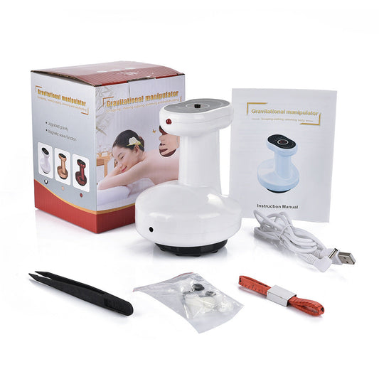 JMT-709770 Electric USB Gua Sha Scraping Massager with Cupping Function, 2-Speed Design, White/Red, Includes Accessories