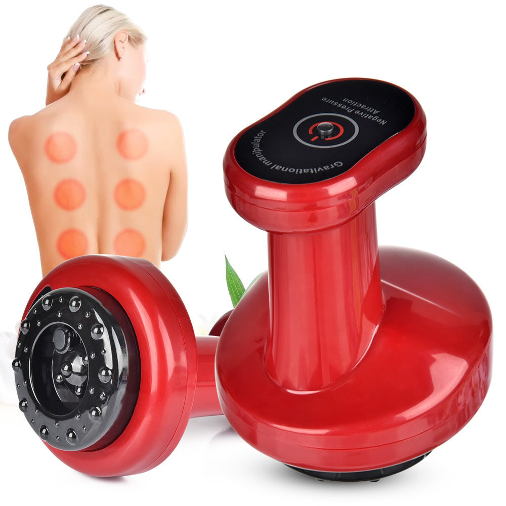 JMT-709770 Electric USB Gua Sha Scraping Massager with Cupping Function, 2-Speed Design, White/Red, Includes Accessories