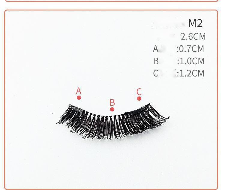 JMT-709898 Quantum Magnetic False Eyelashes - Natural Slender and Flying Thick Styles with Plastic Stalks, 2 Pairs Included
