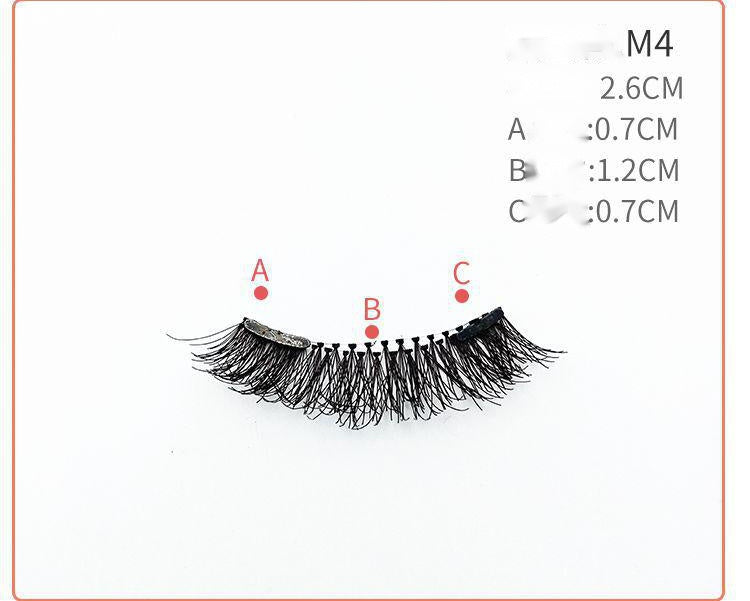 JMT-709898 Quantum Magnetic False Eyelashes - Natural Slender and Flying Thick Styles with Plastic Stalks, 2 Pairs Included