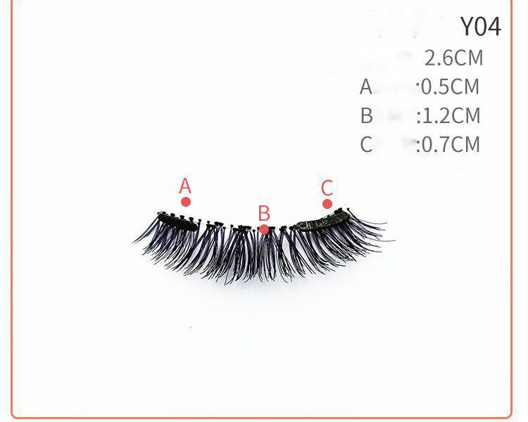 JMT-709898 Quantum Magnetic False Eyelashes - Natural Slender and Flying Thick Styles with Plastic Stalks, 2 Pairs Included