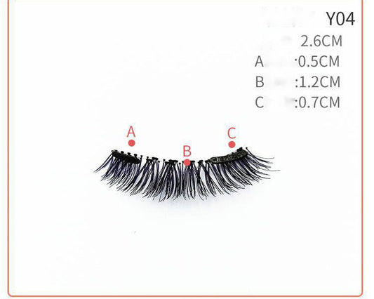 JMT-709898 Quantum Magnetic False Eyelashes - Natural Slender and Flying Thick Styles with Plastic Stalks, 2 Pairs Included