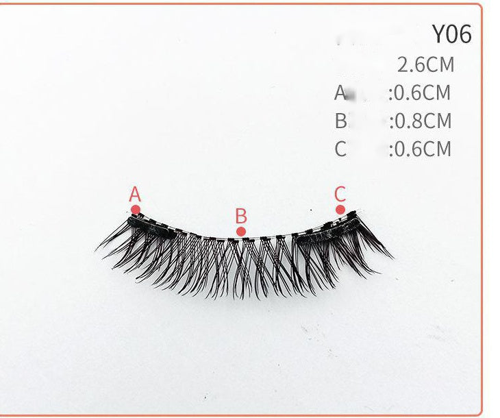 JMT-709898 Quantum Magnetic False Eyelashes - Natural Slender and Flying Thick Styles with Plastic Stalks, 2 Pairs Included