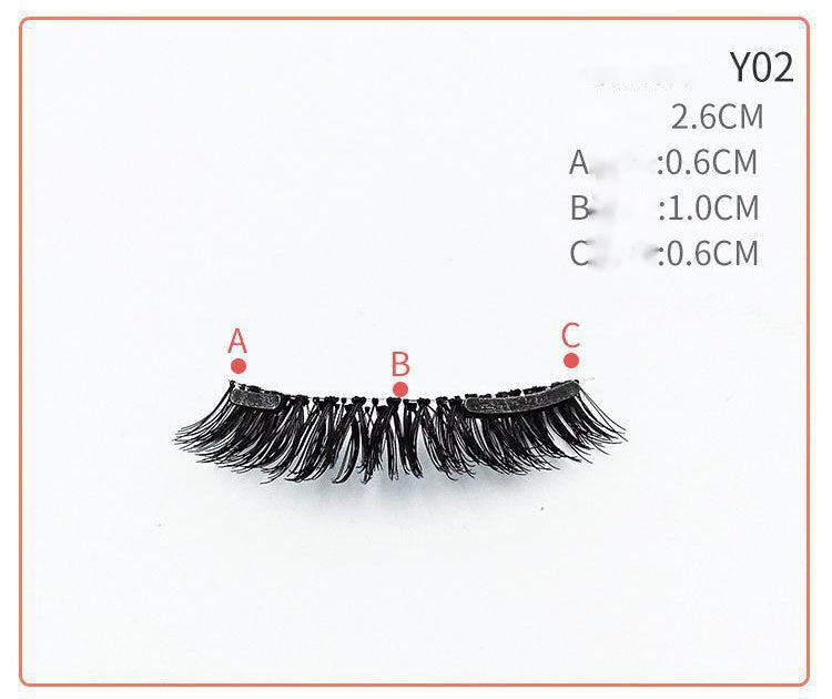JMT-709898 Quantum Magnetic False Eyelashes - Natural Slender and Flying Thick Styles with Plastic Stalks, 2 Pairs Included