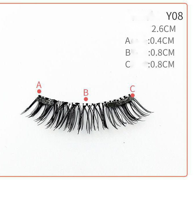 JMT-709898 Quantum Magnetic False Eyelashes - Natural Slender and Flying Thick Styles with Plastic Stalks, 2 Pairs Included