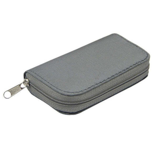 JMT-709962 Compact Zippered CF Card Storage Bag with Card Slots - 11.5cm x 6cm x 2cm, Durable Nylon Material
