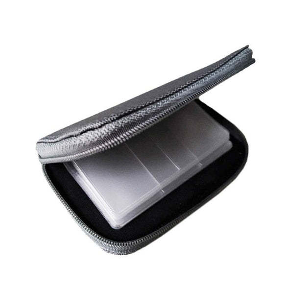 JMT-709962 Compact Zippered CF Card Storage Bag with Card Slots - 11.5cm x 6cm x 2cm, Durable Nylon Material